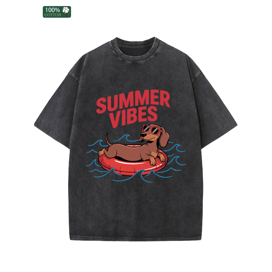Summer Vibes Dachshund Graphic Vintage T-Shirt