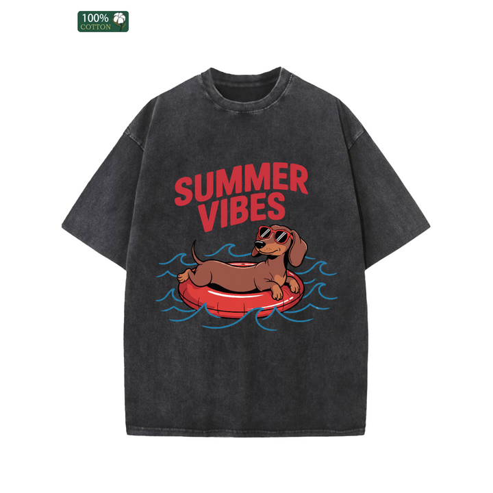 Summer Vibes Dachshund Graphic Vintage T-Shirt
