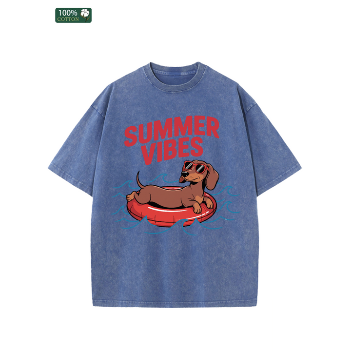Summer Vibes Dachshund Graphic Vintage T-Shirt